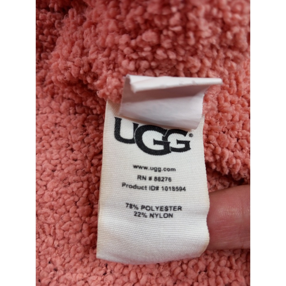 UGG Fleece Robe Womens XS Pink Coral Shawl Collar Plush Bathrobe - Picture 5 of 10